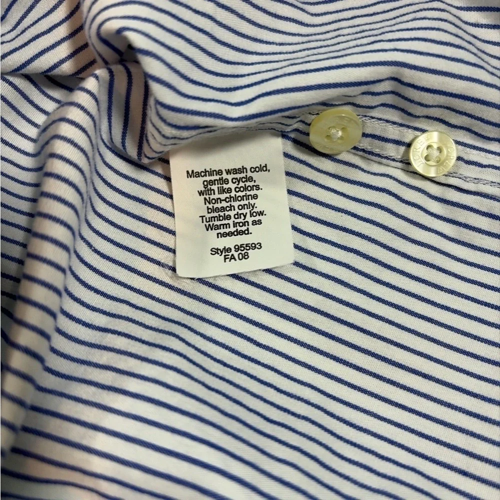 J.Crew Tailored Fit Button Up Shirt Men's XL Blue White Striped Long Sleeve